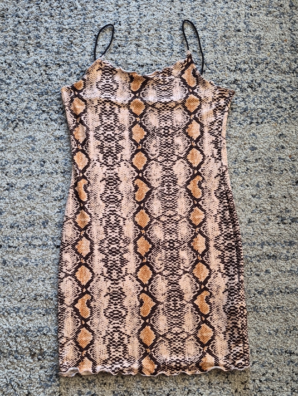 SHEIN Pink and Brown Snake Print Slip Dress